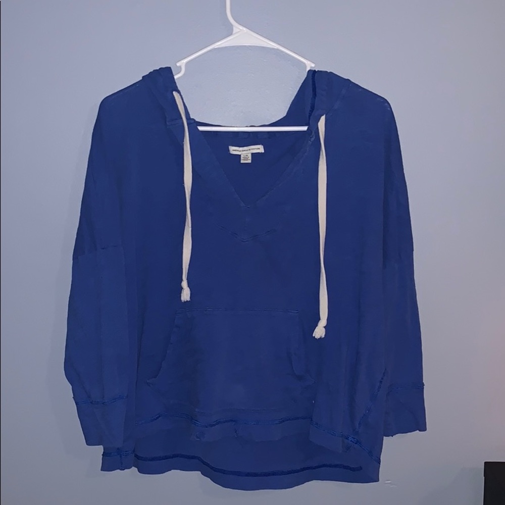 American Eagle Blue Hooded Shirt